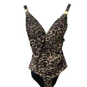 NIP AND TUCK Swimsuit Size 6 Leopard Print One-Piece Slimming Womens Swimwear